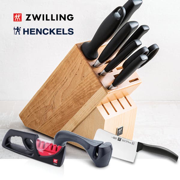 filled wooden knife block set with 2 sharpeners and 1 small cleaver