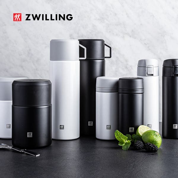 group photo of black and white ZWILLING Thermo food storage and beverage containers