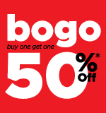 buy one get one 50% off*