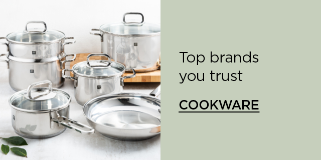 Cookware - Top Brands You Trust - stainless steel cookware set on a countertop