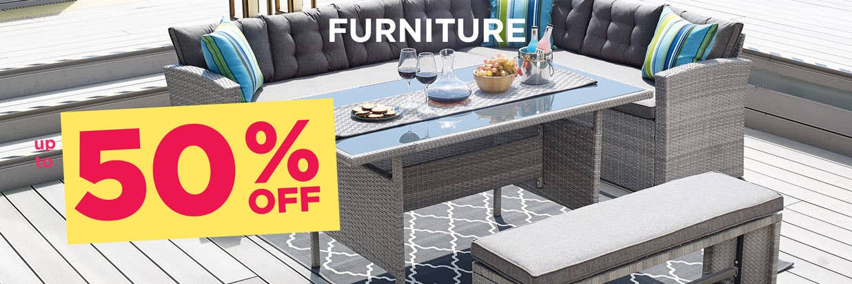 up to 50% Off Outdoor Furniture - outdoor dining set on a deck by the water