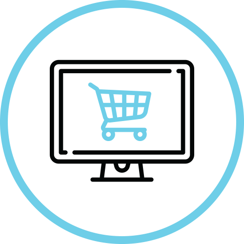 illustraton of computer screen with shopping cart for mobile