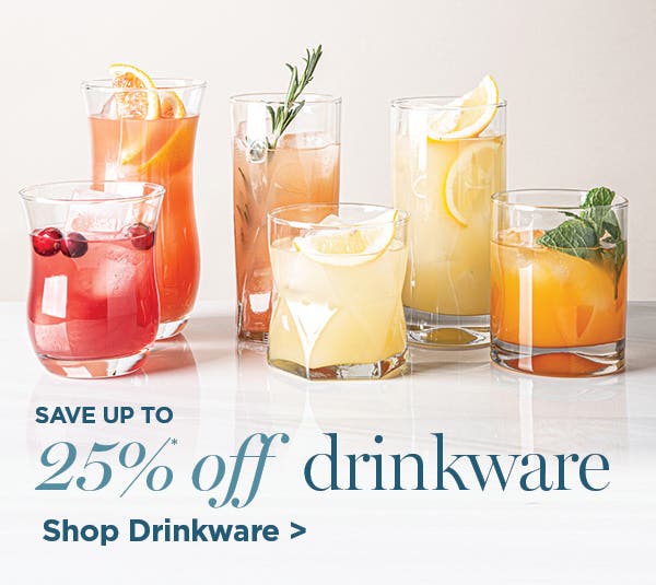 Save up to 25% off drinkware - shop drinkware - 6 drinking glasses with different coloured drinks for mobile