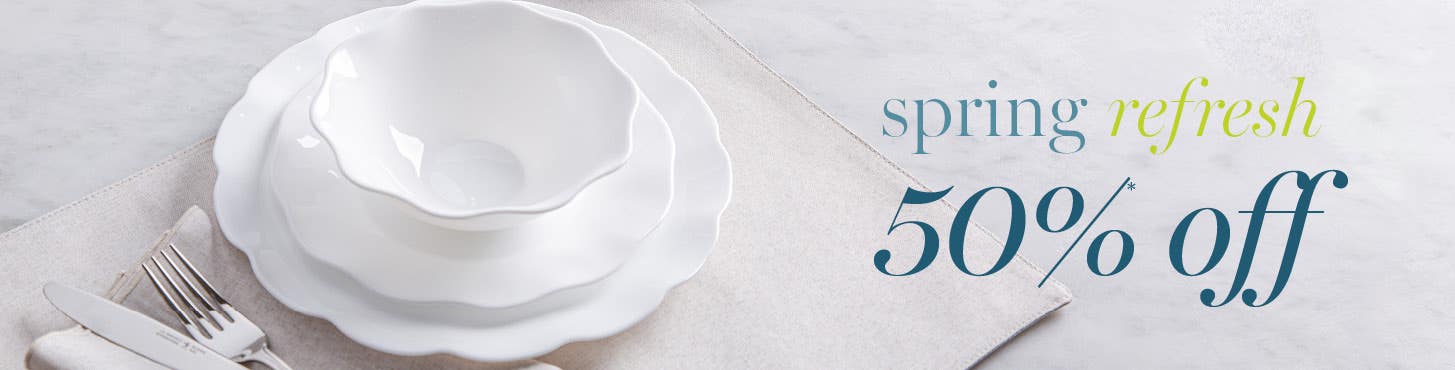 spring refresh - 50% off Opal Dinnerware - close-up of placesetting