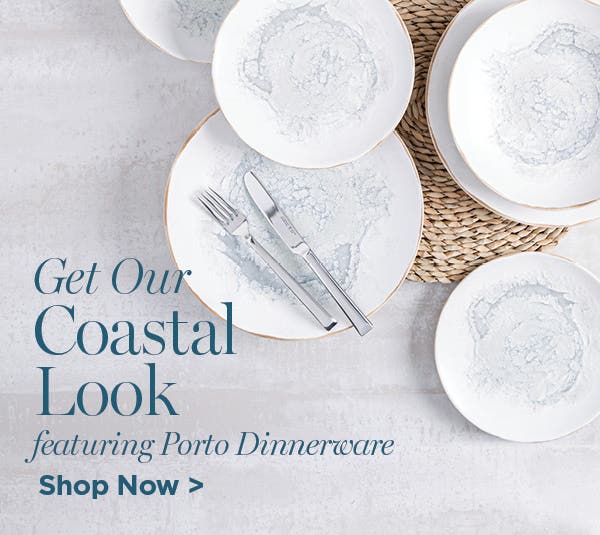 Coastal Cool now on sale - shop now - overhead shot of tabletop setting for mobile