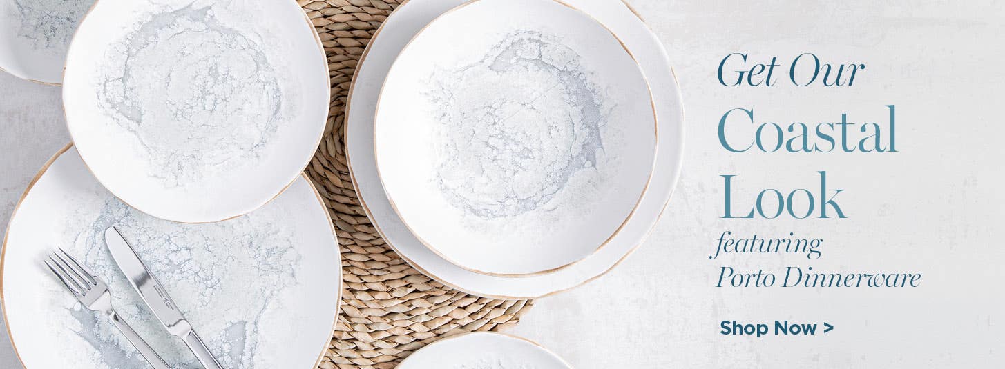 Coastal Cool now on sale - shop now - overhead shot of tabletop setting